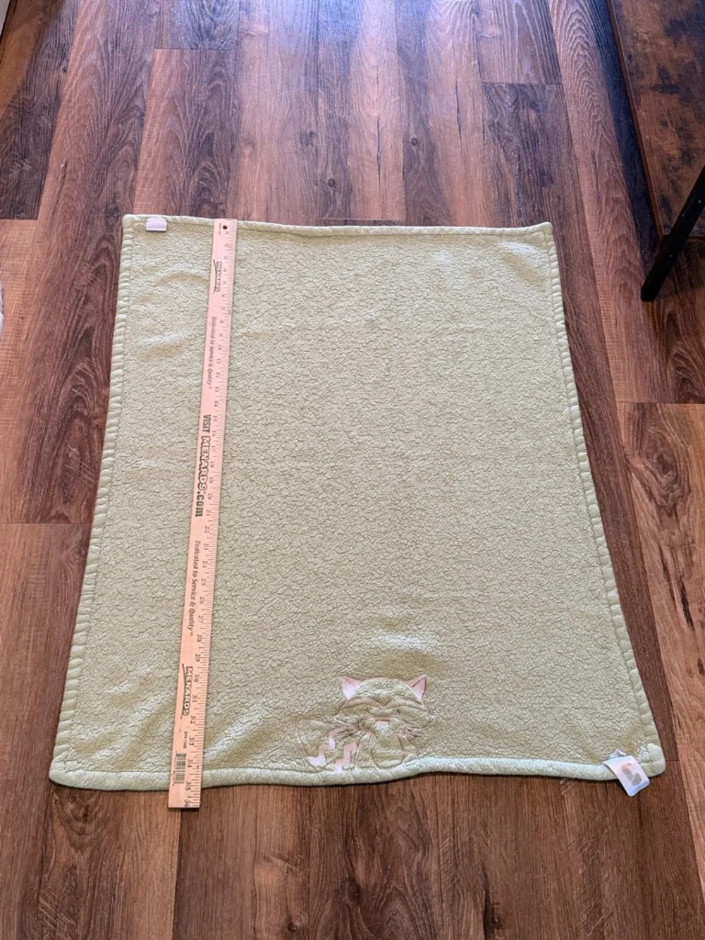 Carter's Olive Green Plush Baby Blanket with raccoon